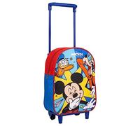 Disney Mickey Mouse Mochila con Ruedas, Diseño Mickey Pluto y Donald Mochila Escolar, Mochila Infantil Carrito, Mochila de Viaje, Regalo para Niños