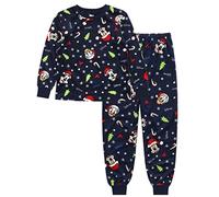 Disney Mickey Mouse Pijama Infantil de Navidad, Terciopelo, Azul Marino 5-6 años