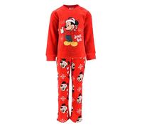 Disney Mickey Mouse Pijamas para Niños, Camiseta y Pantalon Largo para Niños, Pijama Navideño 2 Piezas Polar Suave Infantil, Talla 8 Años | Rojo