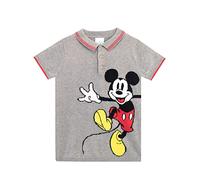 Disney Mickey Mouse Polo para Niños Top de Punto de Manga Corta para niños Gris 5-6 años