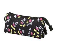 Disney Mickey Mouse Pop-Estuche Portatodo Triple ECO, Negro, 23 x 11 cm