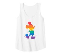 Disney Mickey Mouse Pride Classic Pose Rainbow Icon Fill Camiseta sin Mangas, Mujer, Blanco, L