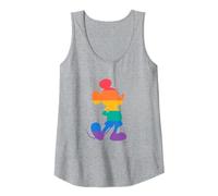Disney Mickey Mouse Pride Classic Pose Rainbow Icon Fill Camiseta sin Mangas, Mujer, Gris Jaspeado, S