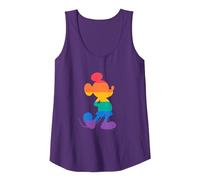 Disney Mickey Mouse Pride Classic Pose Rainbow Icon Fill Camiseta sin Mangas, Mujer, Morado, S
