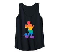 Disney Mickey Mouse Pride Classic Pose Rainbow Icon Fill Camiseta sin Mangas, Mujer, Negro, XL