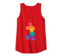Disney Mickey Mouse Pride Classic Pose Rainbow Icon Fill Camiseta sin Mangas, Mujer, Rojo, L