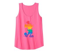 Disney Mickey Mouse Pride Classic Pose Rainbow Icon Fill Camiseta sin Mangas, Mujer, Rosado Neón, XL