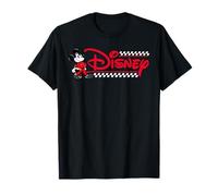 Disney Mickey Mouse Race Car Driver Racing Flag Script Logo Camiseta