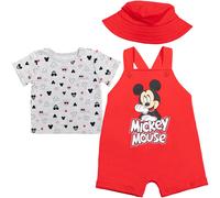 Disney Mickey Mouse reciιn nacido bebι niρo francιs Terry mono corto camiseta y sombrero conjunto de 3 piezas rojo 3-6 meses
