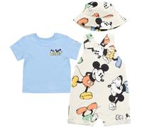 Disney Mickey Mouse Reciιn Nacido Bebι Niρos Mono Corto Camiseta y Gorro Conjunto de 3 Piezas Caqui/Azul Reciιn Nacido