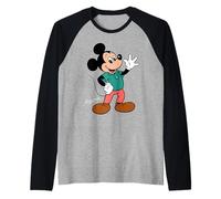 Disney Mickey Mouse Retro Character Wave Pose Trip Matching Camiseta Manga Raglan
