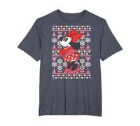 Disney Mickey Mouse Season's Greetings Navidad Camiseta, Hombre tallas grandes, Azul Jaspeado, 3X Alto