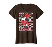 Disney Mickey Mouse Season's Greetings Navidad Camiseta, Mujer, Marrón, XXL