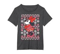 Disney Mickey Mouse Season's Greetings Navidad Camiseta, Mujer tallas grandes, Jaspeado Oscuro, 6XL Grande