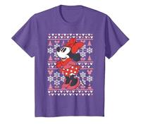 Disney Mickey Mouse Season's Greetings Navidad Camiseta, Niños, Morado Jaspeado, 8 años