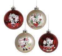 Disney Mickey Mouse Set de Adornos para árbol de Navidad, IRROMPIBLES, Decoraciones de plástico 7 cm, Set 4 Piezas (B)