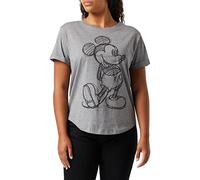 Disney Mickey Mouse Sketch Camiseta, Gris, 40 para Mujer