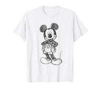 Disney Mickey Mouse Sketch Camiseta, Hombre, Blanco, L