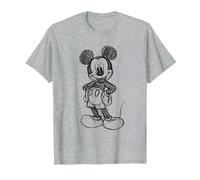 Disney Mickey Mouse Sketch Camiseta, Hombre, Gris Jaspeado, M