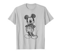 Disney Mickey Mouse Sketch Camiseta, Hombre, Plata, S