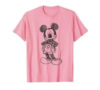 Disney Mickey Mouse Sketch Camiseta, Hombre, Rosado, XL