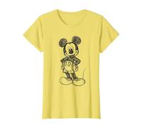 Disney Mickey Mouse Sketch Camiseta, Mujer, Limón, XL