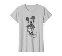 Disney Mickey Mouse Sketch Camiseta, Mujer, Plata, XXL