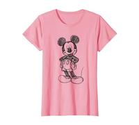 Disney Mickey Mouse Sketch Camiseta, Mujer, Rosado, XL