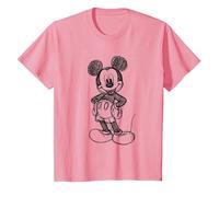 Disney Mickey Mouse Sketch Camiseta, Niños, Rosado, 10 años
