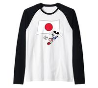 Disney Mickey Mouse Soccer Player Japan Flag Sports Team Camiseta Manga Raglan