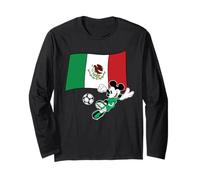 Disney Mickey Mouse Soccer Player Mexico Flag Sports Team Manga Larga