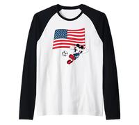 Disney Mickey Mouse Soccer Player USA Flag Sports Team Camiseta Manga Raglan