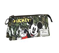Disney Mickey Mouse Surprise-Estuche Portatodo Triple FAN, Verde Militar, 23 x 11 cm