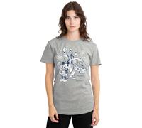 Disney Mickey Mouse Vintage Merry, Bright and Tied Up in Lights Ladies T Shirt, Athletic Heather Camiseta, Gris, S para Mujer