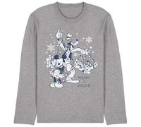 Disney Mickey Mouse Vintage Merry, Bright and Tied Up in Lights Long Sleeve T Shirt, Athletic Heather Camiseta, Gris, L Unisex Adulto