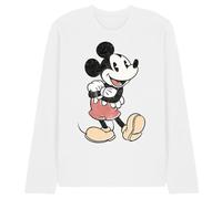 Disney Mickey Mouse Vintage Mickey Unisex Long Sleeve T Shirt, White, Medium