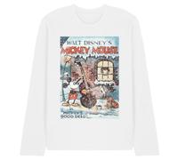 Disney Mickey Mouse Vintage Poster Christmas Good Deed Long Sleeve T Shirt, White Camiseta, Blanco, XXL Unisex Adulto