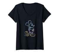Disney Mickey Neon Outline Camiseta Cuello V