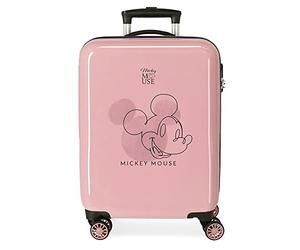 Disney Mickey Outline Maleta de Cabina Rosa 38x55x20 cms Rígida ABS Cierre de combinación Lateral 34L 2 kgs 4 Ruedas Dobles Equipaje de Mano