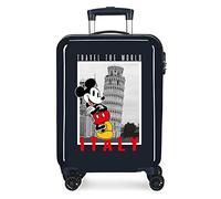 Disney Mickey y Minnie Travel The World Italy Maleta de Cabina Azul 38x55x20 cms Rígida ABS Cierre de combinación Lateral 34L 2 kgs 4 Ruedas Dobles Equipaje Mano