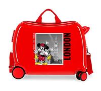 Maleta Infantil Mickey Y Minnie Londres 2 Ruedas Multidireccionales Rojo