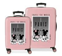Disney Mickey y Minnie Travel The World Paris Juego de Maletas Nude 55/68 cms Rígida ABS Cierre de combinación Lateral 104L 6 kgs 4 Ruedas Dobles Equipaje Mano