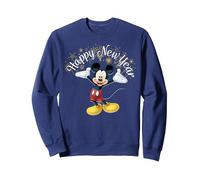 Disney Mickey y sus amigos Feliz Año Nuevo Mickey Mouse Sudadera, Unisex para adultos, Azul Marino, XL