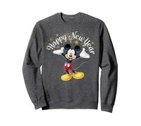 Disney Mickey y sus amigos Feliz Año Nuevo Mickey Mouse Sudadera, Unisex para adultos, Jaspeado Oscuro, XL