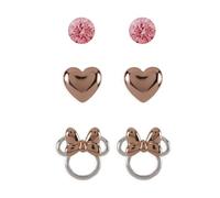 Disney Minnie Heart - Juego de pendientes chapados en dos tonos de 3 piezas