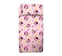 Disney Minnie - Juego de sábanas para Cama Individual de Franela de algodón Puro, sábana encimera + Bajera Ajustable + Funda de Almohada