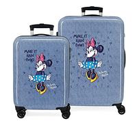 Disney Minnie Make it Rain Bows Juego de Maletas Azul 55/68 cms Rígida ABS Cierre de combinación Lateral 104L 6 kgs 4 Ruedas Dobles Equipaje de Mano