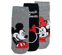 Disney Minnie & Mickey Mouse Calcetines para mujer - Calcetines para mujer, color gris/negro (3 unidades), Gris y negro., 39-42