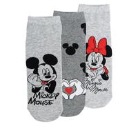 Disney Minnie & Mickey Mouse Calcetines para mujer - Love Mujeres Zapatillas Medias Gris (3 unidades), gris, 35-38