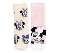 Disney Minnie Mouse 3D ABS Calcetines de peluche para niñas - Calcetines suaves para niños de invierno, antideslizantes, color rosa/beige (2 unidades), Rosa/Beige, 23-26